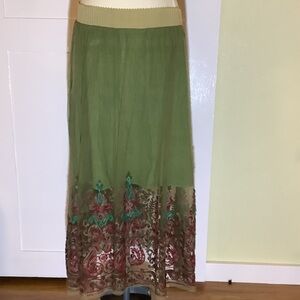 Aratta Silent Journey Sheer Lace Maxi over Midi Skirt Fairy BoHo SZ L